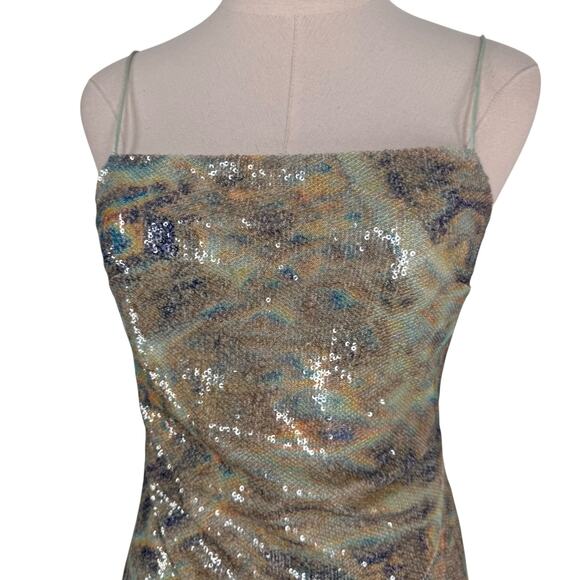 Jonathan Simkhai Frankie Mini Dress Green Sequins Gradient Party Cocktail Size 4 - Picture 3 of 12